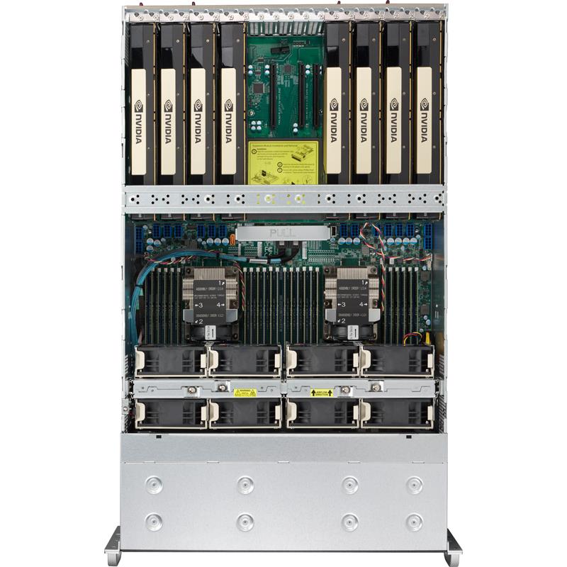 Barebone 4U Dual Xeon Scalable Gen. 2 for 8 nVidia Tesla V100 GPU with NVLink, up to 6TB 3DS ECC DDR4-2933MHz RDIMM/LRDIMM, Intel C622 chipset