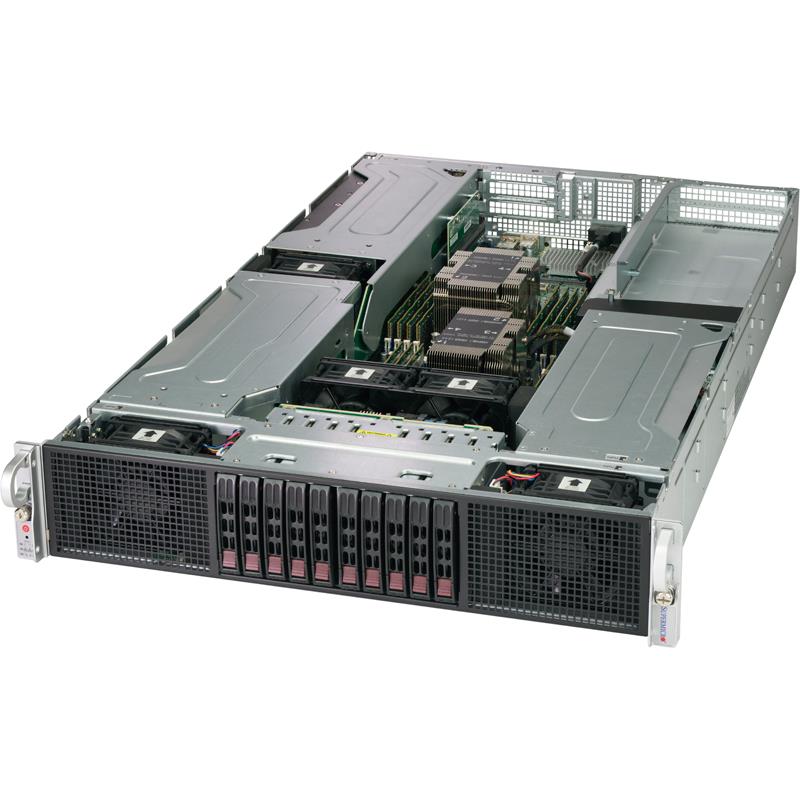 Barebone 2U Rackmount SuperServer, Dual Intel Xeon Scalable Processors Gen. 2, Intel C621 chipset, Up to 4TB DDR4 ECC 2933MHz memory, 10 Hot-swap 2.5in drive bays, Flexible Network with SIOM support --- Complete System Only (Must Include CPU and MEM)