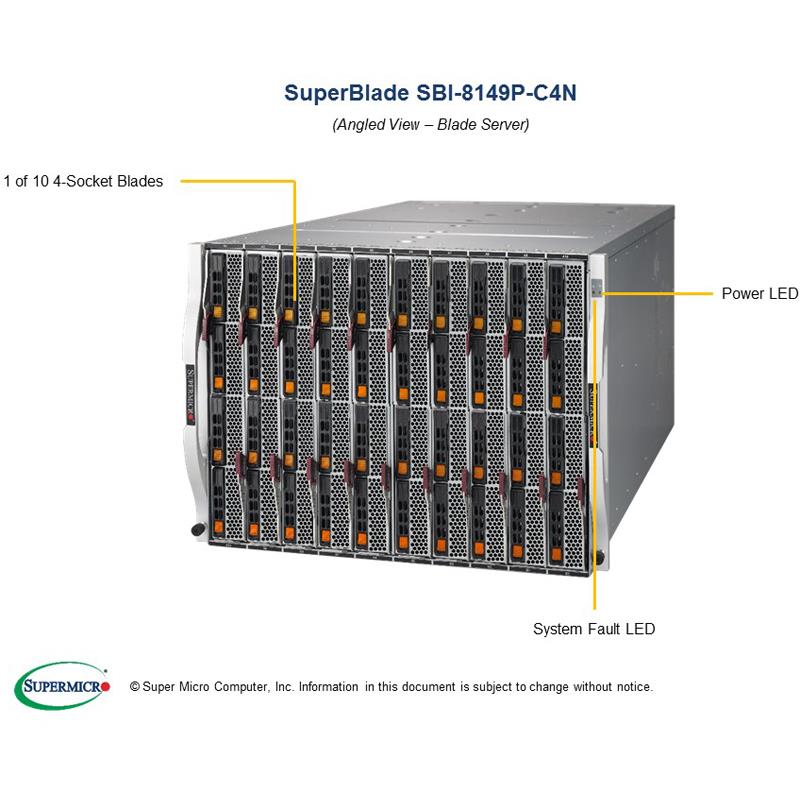 SuperBlade Server for Up to Quad Xeon Scalable processors Gen. 2, Socket P LGA 3647, QPI up to 10.4GT/s - Supports up to 12TB DDR4 ECC LRDIMM / RDIMM in 48x 288 DIMM slots