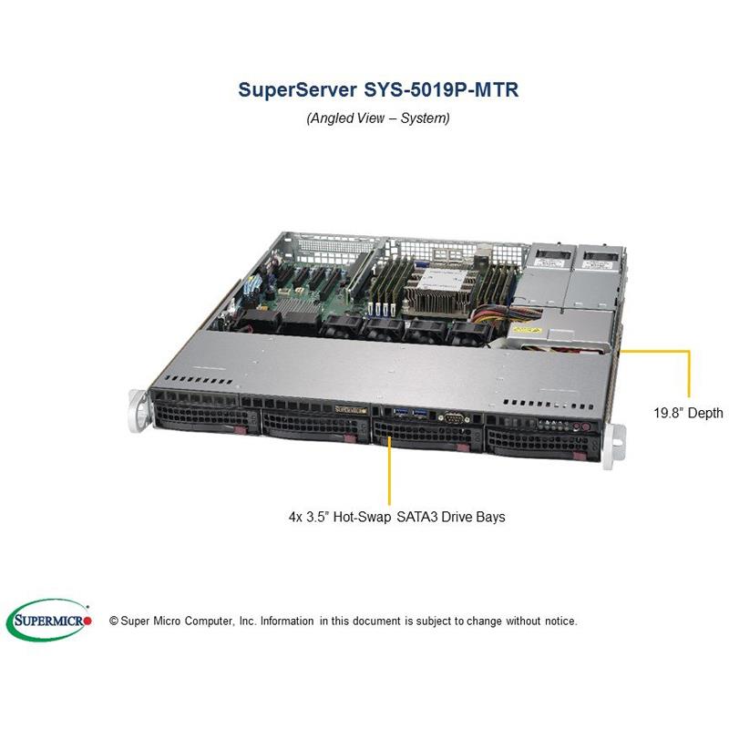 Supermicro SYS-5019P-MTR 1U Barebone Single Intel Processor | Wiredzone