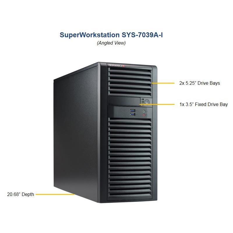 Barebone Mid-Tower Superserver, Dual Intel Xeon Scalable Processors Gen. 2, Intel C621 chipset, Up to 4TB DDR4 ECC 2933MHz memory, 4 Hot-swap 3.5in drive bays, Dual LAN with GbE from C621