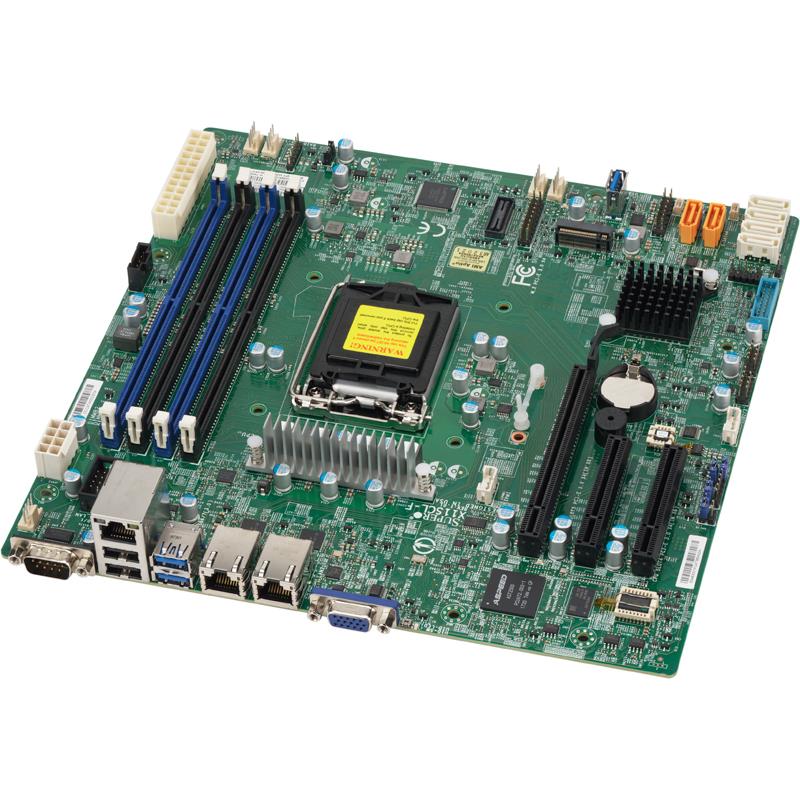 Supermicro X11SCL-F Motherboard Micro-ATX Single Socket H4 (LGA 1151) for Intel Xeon E-2200, Intel 8th Gen. Core i3 Series Processors - supports up to 128GB Unbuffered ECC DDR4-2666Mhz UDIMM in 4 memory slots