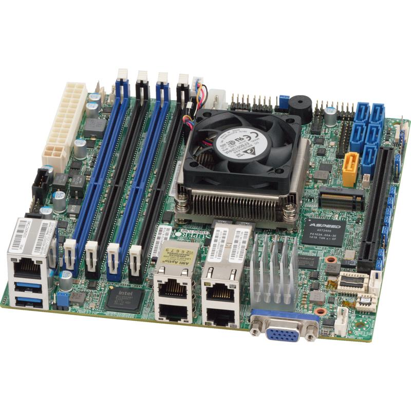 Supermicro X10SDV-TLN4F Motherboard Mini-ITX SoC Xeon D-1541 8-Core with Active Heatsink, FCBGA 1667