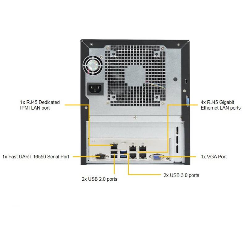 Supermicro SYS-5028A-TN4 Mini Tower Barebone Intel Atom C2758 Processor Up to 64GB DIMM SATA3 4 Gigabit Ethernet