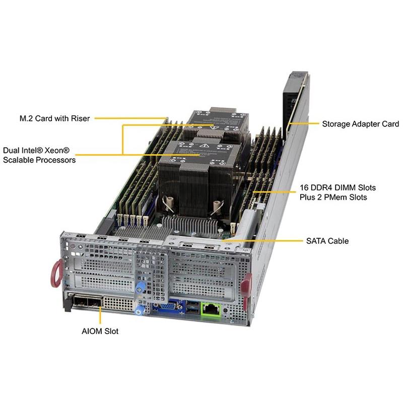 Supermicro SYS-620BT-DNTR BigTwin 2U Barebone Dual Intel Xeon Scalable Processor Up to 4TB DRAM SATA, NVMe Network via AIOM
