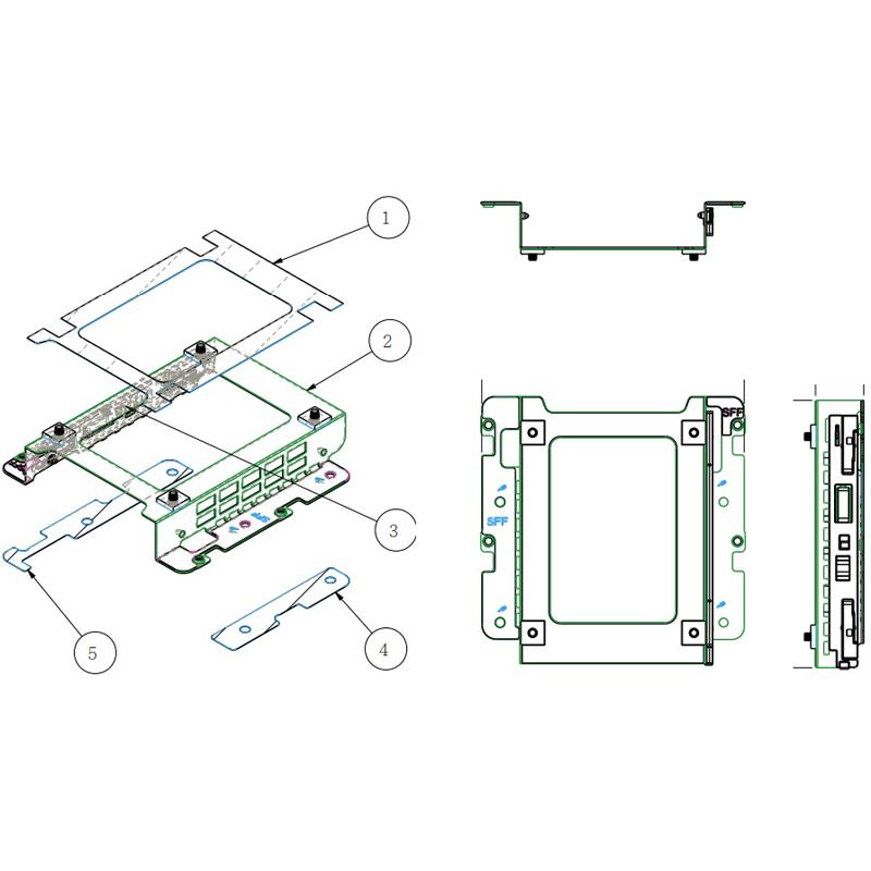 Supermicro MCP-120-00107-0N Fixed Hard Drive Bracket 2.5in Tool-less for Chassis CSE-F418IF3