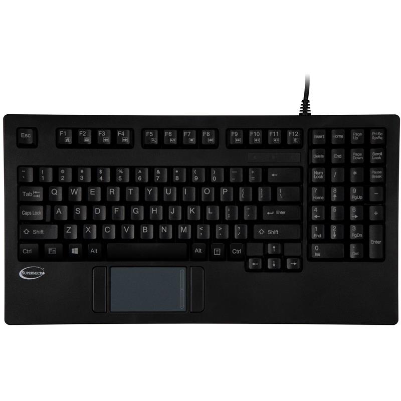 Supermicro KYB-TP-425UB Rackmount Wired Keyboard with Built-In Touchpad Mouse - Black