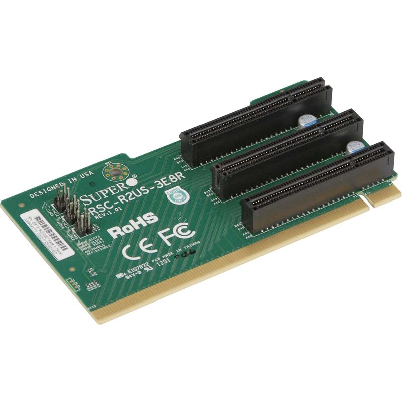 Supermicro RSC-R2US-3E8R 2U Standard Left-Side Passive Riser Card - 3x PCI-E x8 Signal and 3x PCI-E x8 Output