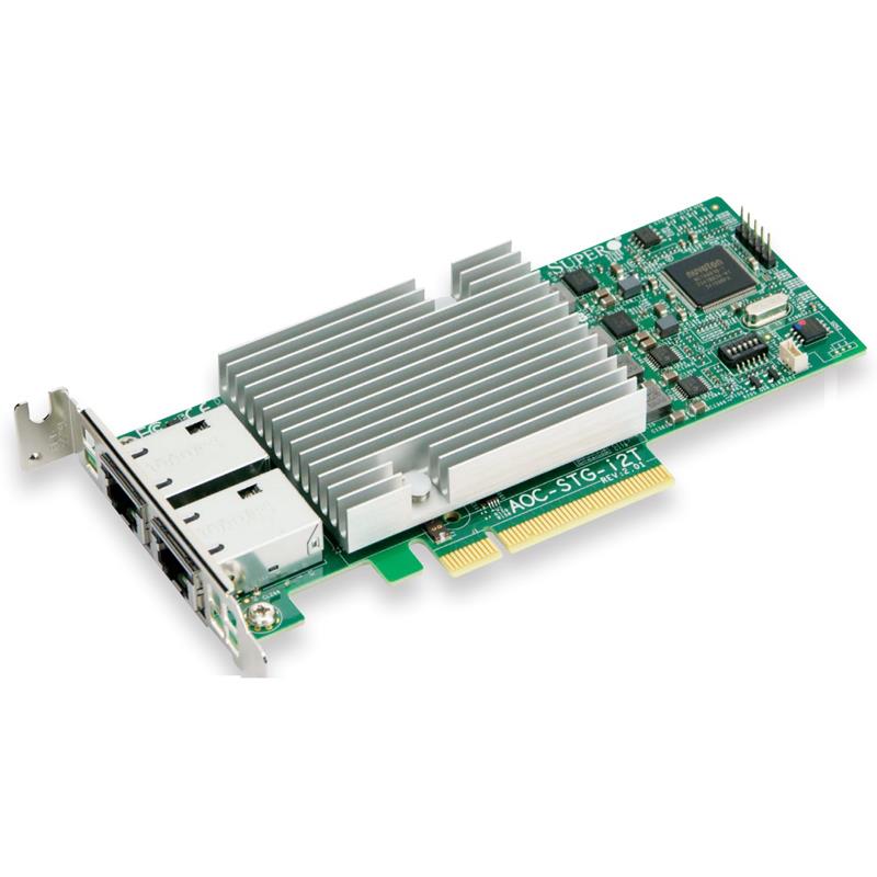 Supermicro AOC-STG-i2T 2-Port 10 Gigabit PCI-E x8 Ethernet Card, w/ 10GBase-T, Based on Intel X540 - 2x RJ45