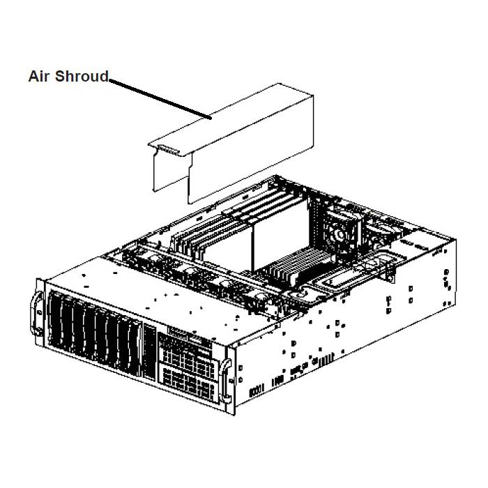 Supermicro MCP-310-83503-0B GPU air shroud - Compatible with SYS-6037R-72RFT+    
