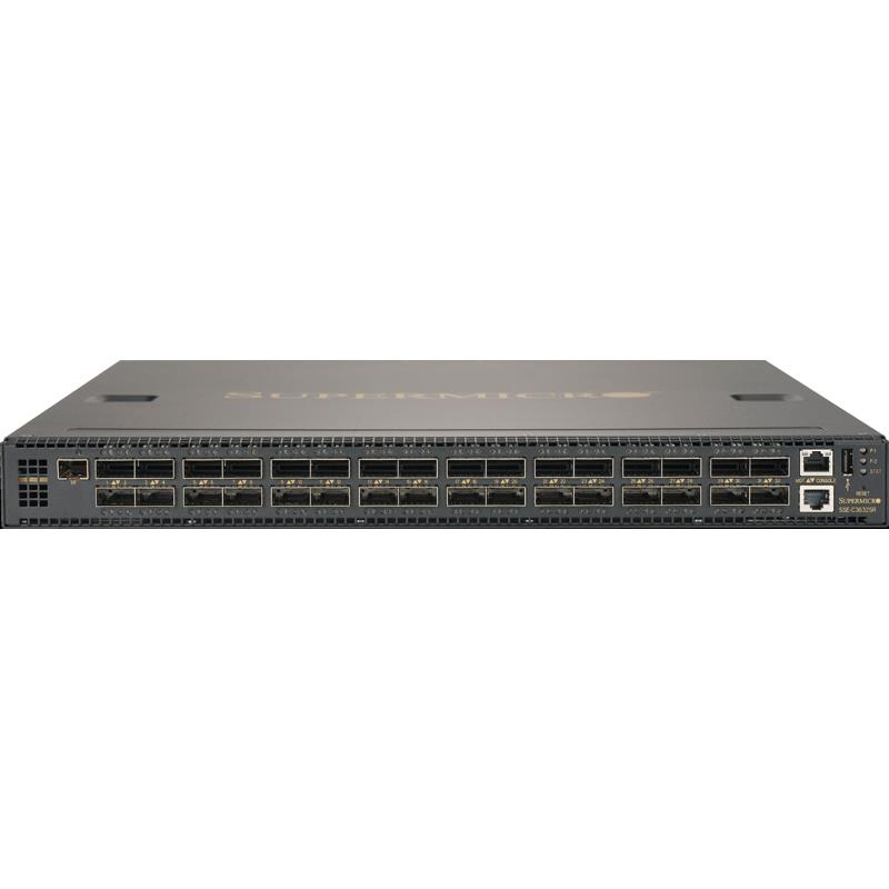 Supermicro SSE-C3632SR 32 x 40Gbps Ethernet QSFP28 ports, 32 x 100Gbps Ethernet QSFP28 ports, 1 x 10Gbps Ethernet SFP+ port