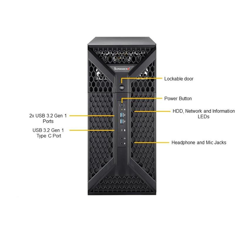 Supermicro SYS-530A-IL SuperWorkstation Mid-Tower, supports Single Intel Xeon W-1200/W-1300 Series and Intel Core 10th/11th Generation Processors