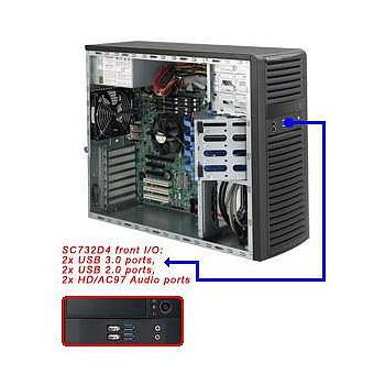 Supermicro CSE-732D4-903B Mid-Tower Chassis 900W, 4 Internal SAS / SATA Bays, 2x 5.25in Peripheral Drive Bays, 1x 3.5in Peripheral Drive Bay
