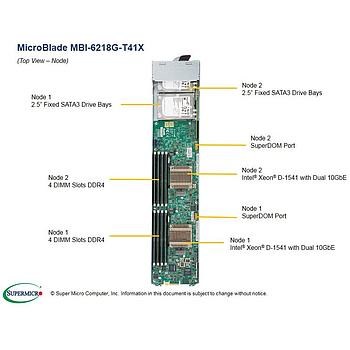 Supermicro MBI-6218G-T41X-PACK MicroBlade Barebone Embedded Intel Xeon D-1541 Processor