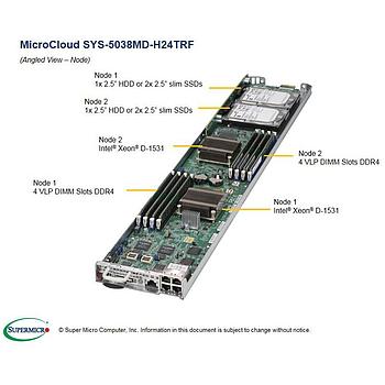Supermicro SYS-5038MD-H24TRF MicroCloud Barebone Single CPU, 24-Node