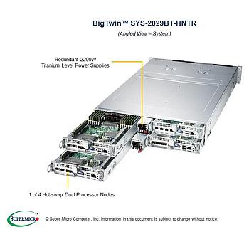 Supermicro SYS-2029BT-HNTR Twin Barebone 4-Node Dual Intel Xeon Scalable Processors 2nd Generation