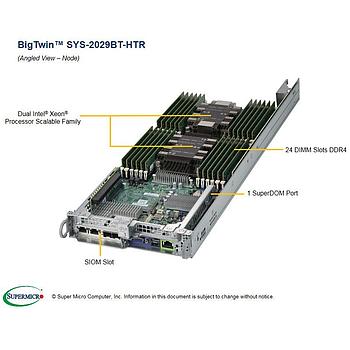Supermicro SYS-2029BT-HTR Twin Barebone 4-Node Dual Intel Xeon Scalable Processors 2nd Generation